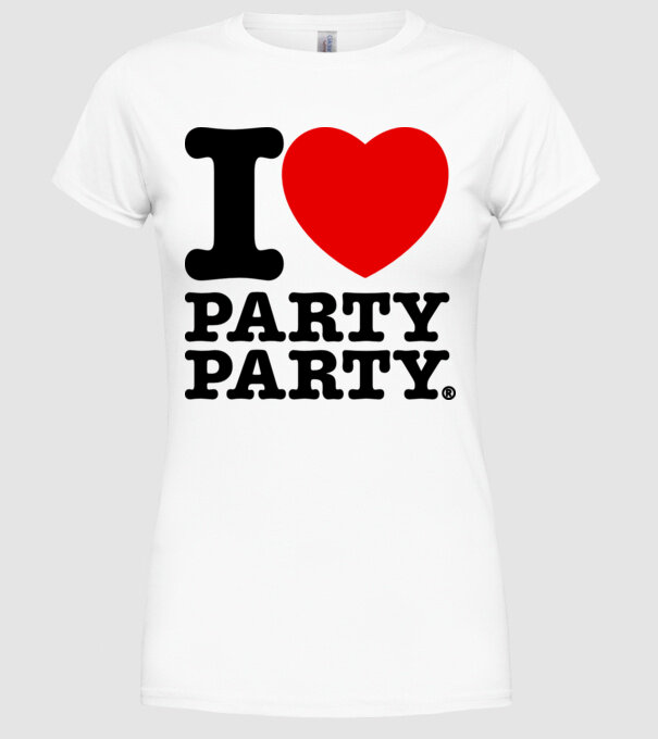 I love party party model alb pe tricou