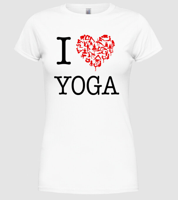 I LOVE YOGA model alb pe tricou