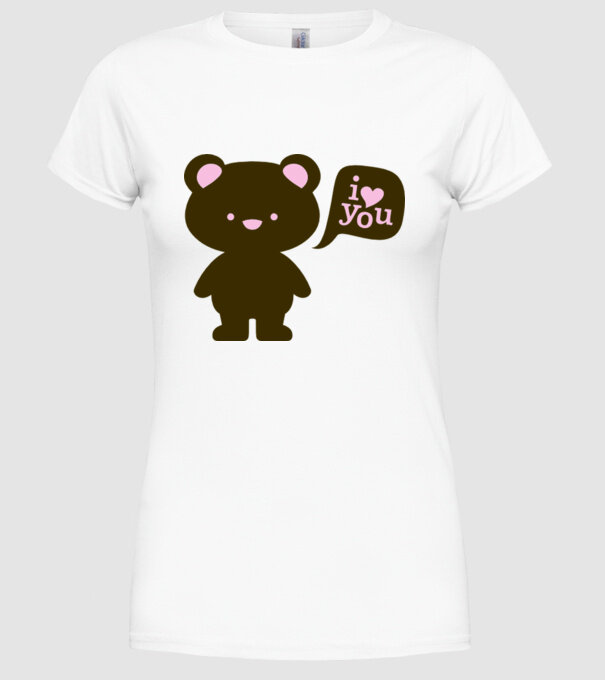 I Love You Bear model alb pe tricou