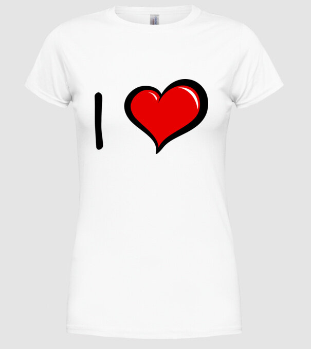 ilove model alb pe tricou