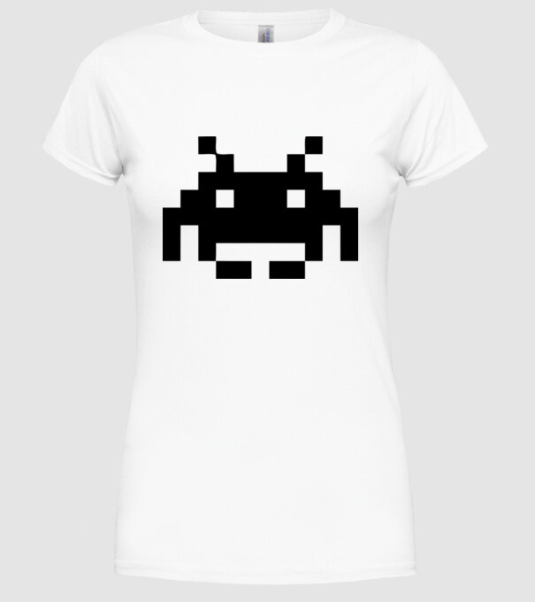 Invaders retro model alb pe tricou