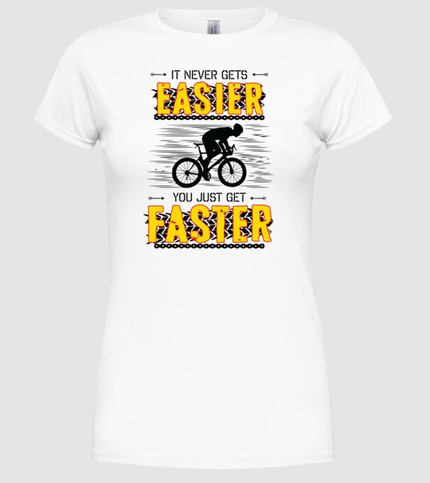 it never gets easier model alb pe tricou