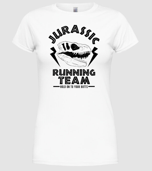 Jurassic running team model alb pe tricou