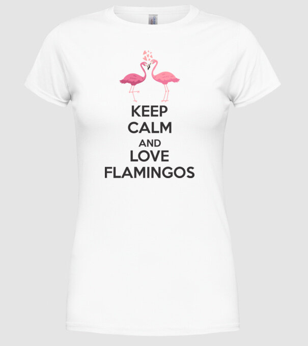 KEEP CALM and love flamingos dark model alb pe tricou