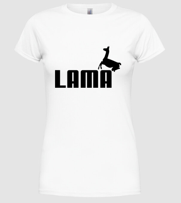 Lama puma model alb pe tricou