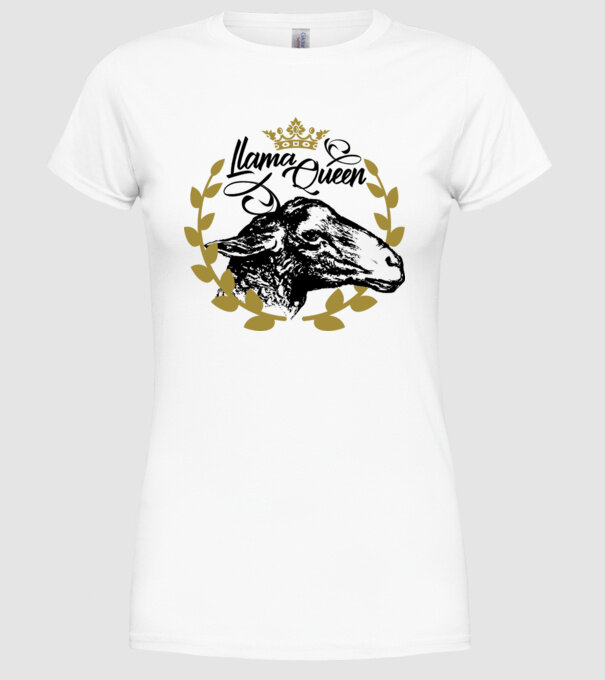 Lama Queen model alb pe tricou
