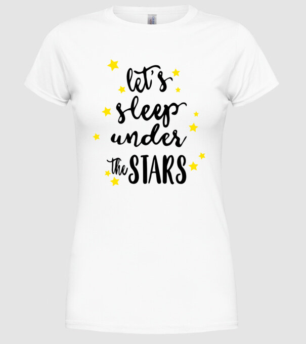Lets sleep under the stars model alb pe tricou