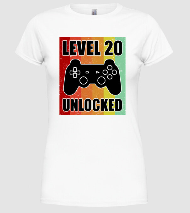 level 20 unlocked retro gamer model alb pe tricou