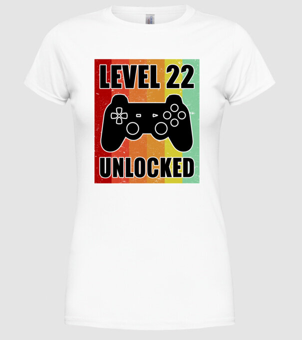 level 22 unlocked retro gamer model alb pe tricou
