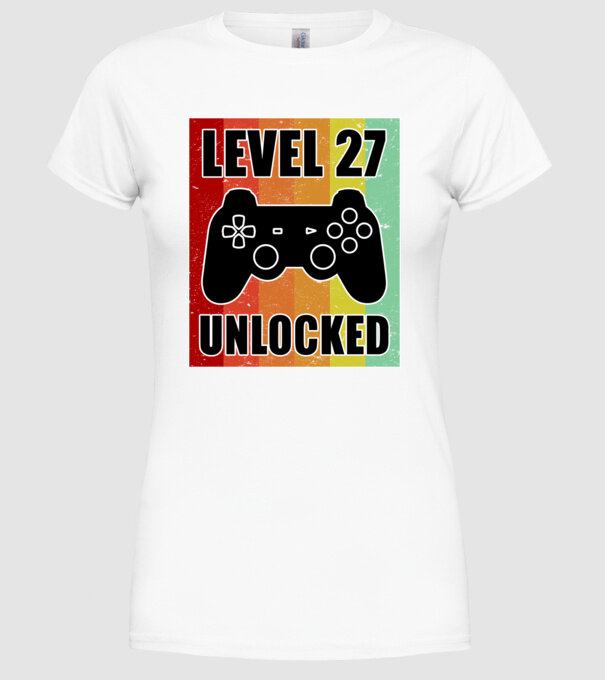 level 27 unlocked retro gamer model alb pe tricou