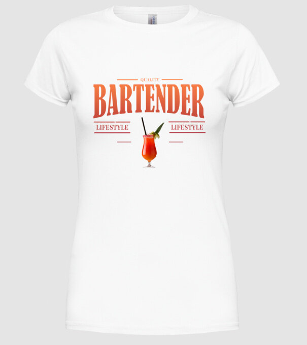 Lifestyle Bartender model alb pe tricou