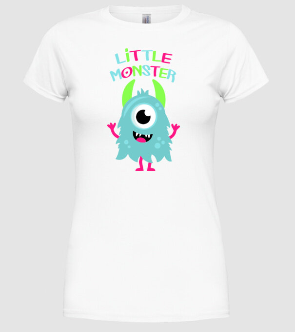Little monster model alb pe tricou