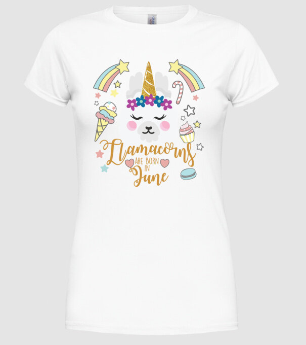 Llamacorns are born in June model alb pe tricou