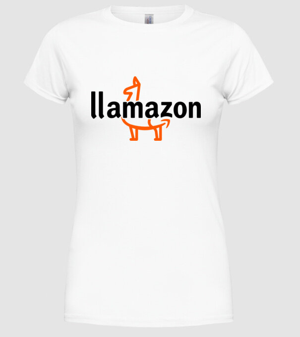 Llamazon model alb pe tricou