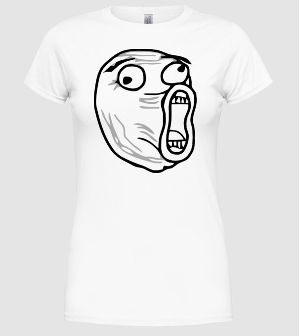 LOL Face model alb pe tricou