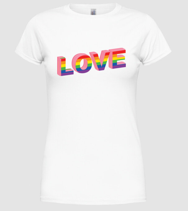 Love pride model alb pe tricou