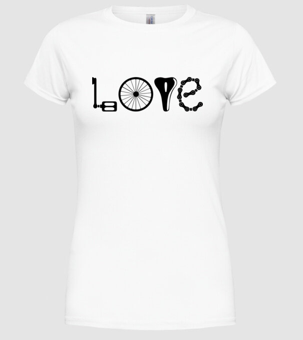 love bicicletă model alb pe tricou