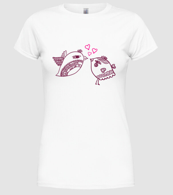 lovebirds model alb pe tricou