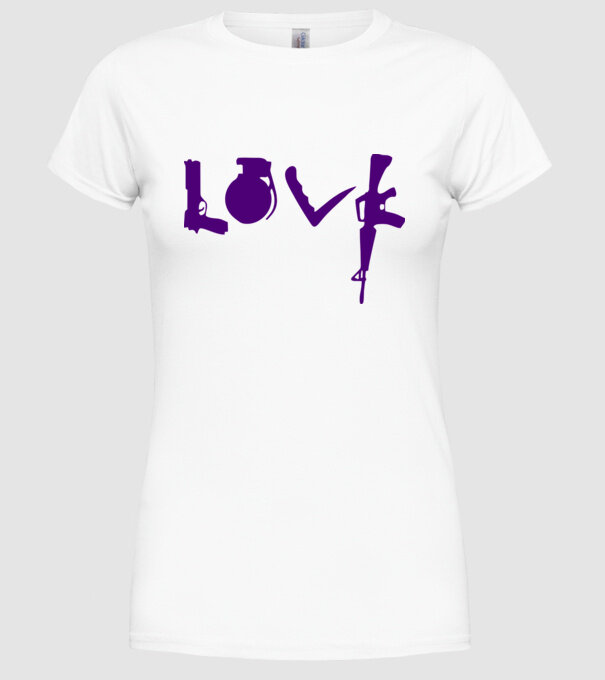Lovegun model alb pe tricou