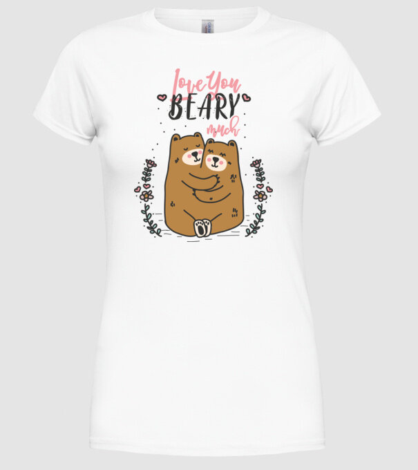 LoveU BEARY much model alb pe tricou