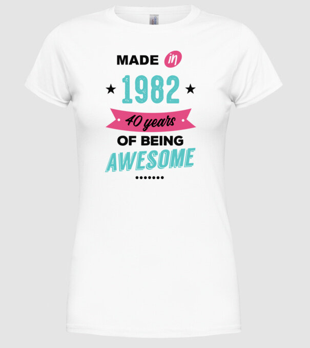 MADE in 1982 model alb pe tricou