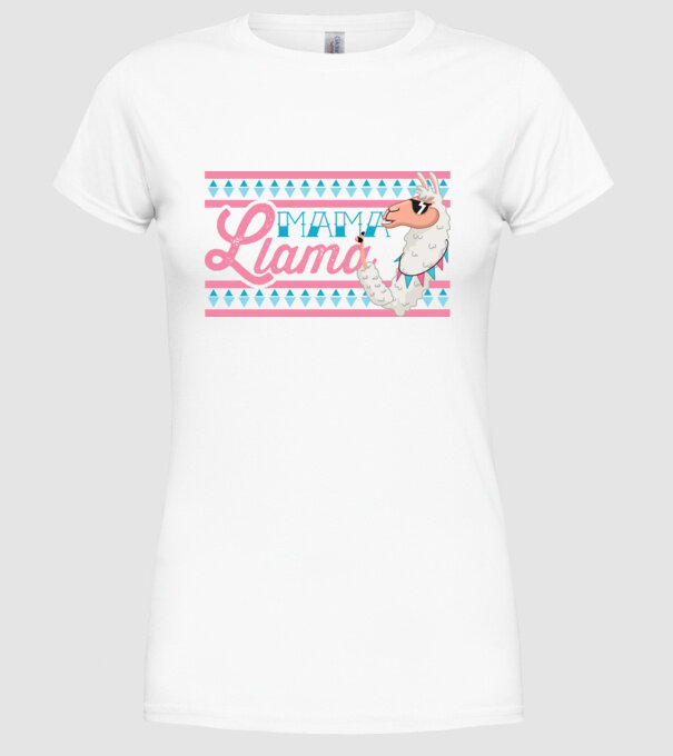 Mama LLama model alb pe tricou