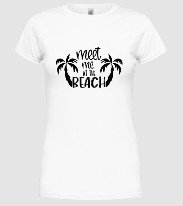 Meet me at the beach model alb pe tricou