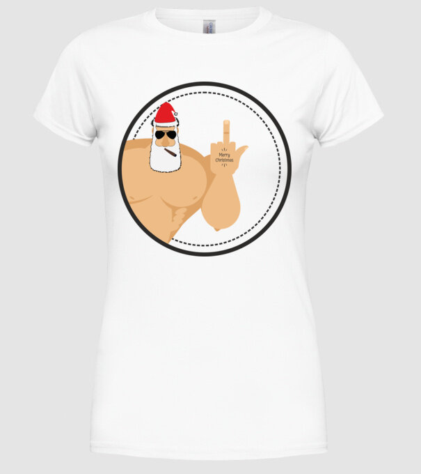'Merry F''in Xmas' model alb pe tricou