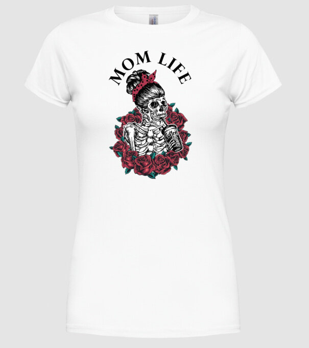 MOMLIFE model alb pe tricou