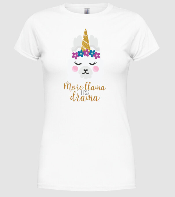 More Llama less drama model alb pe tricou