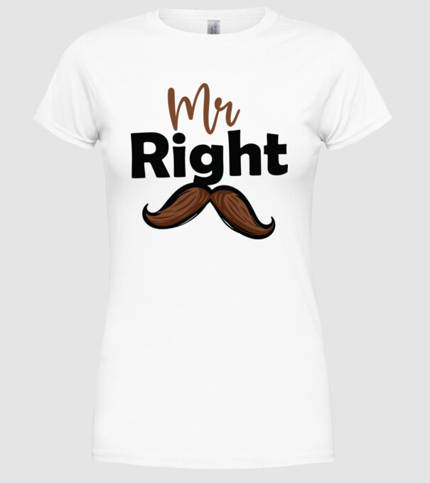 Mr right model alb pe tricou
