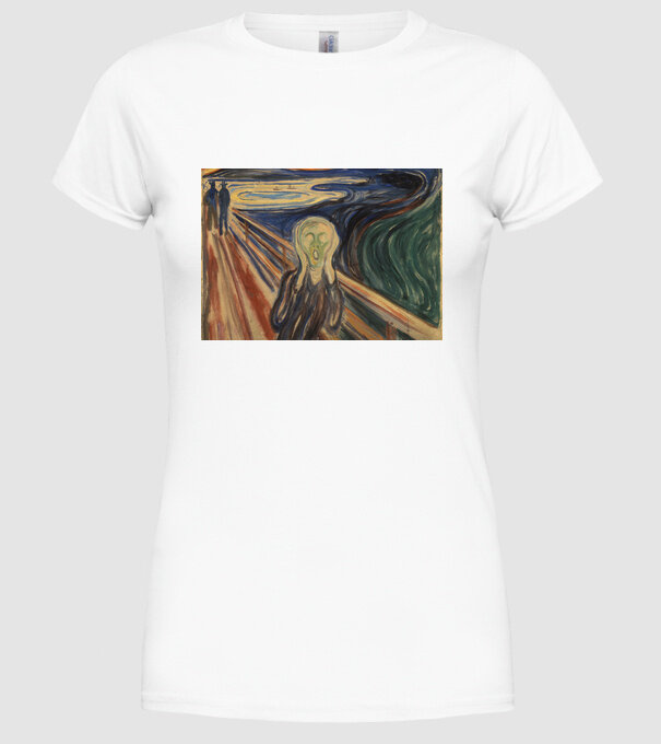 Pictură Munch Mască model alb pe tricou