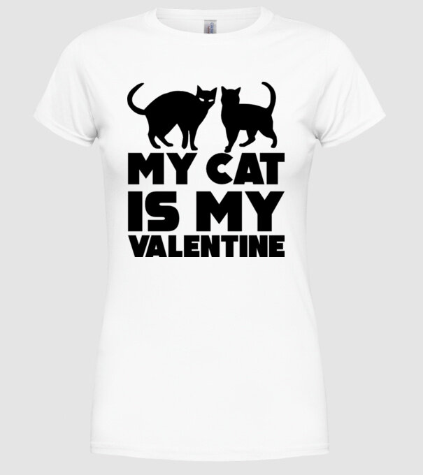 My cat is my valentine black model alb pe tricou