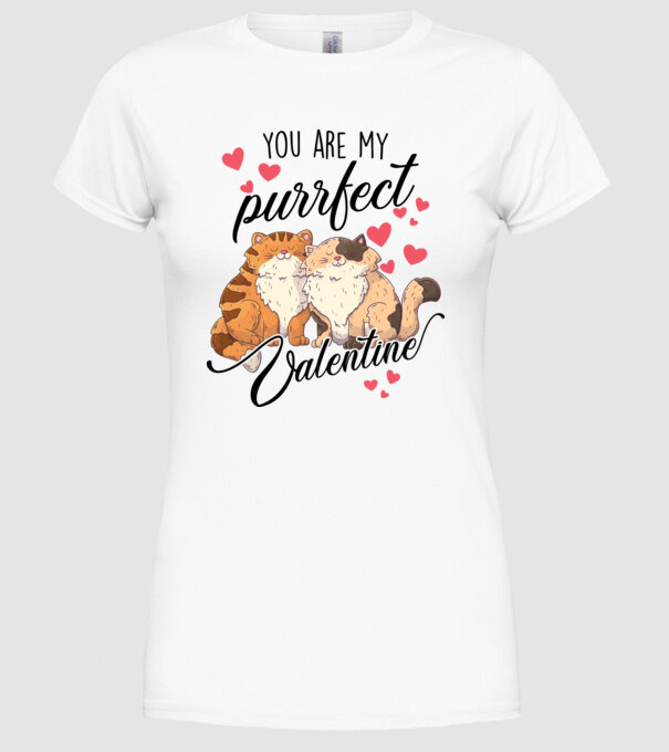 My purrfect valentine model alb pe tricou