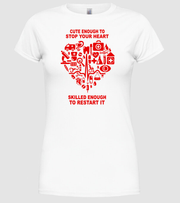 nurses are cute model alb pe tricou