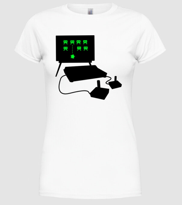 Oldschool Gamer model alb pe tricou