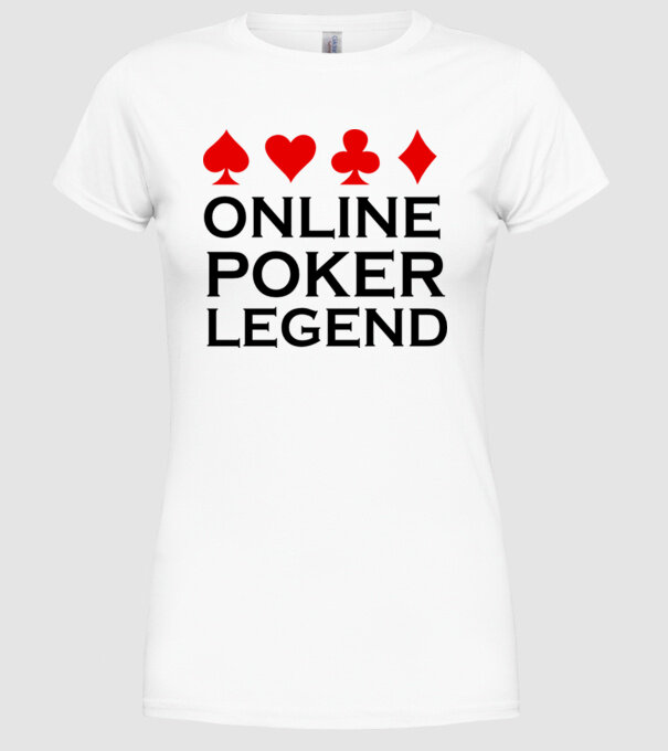 Online Poker Legend model alb pe tricou