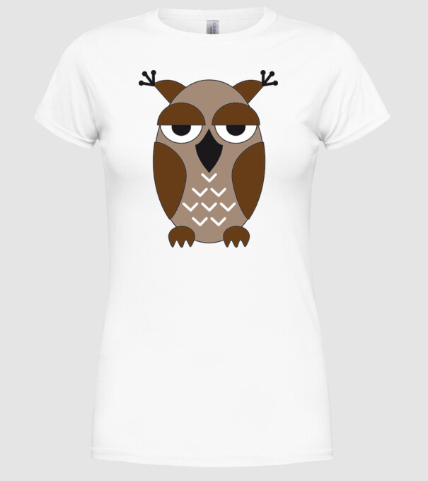 Owl model alb pe tricou