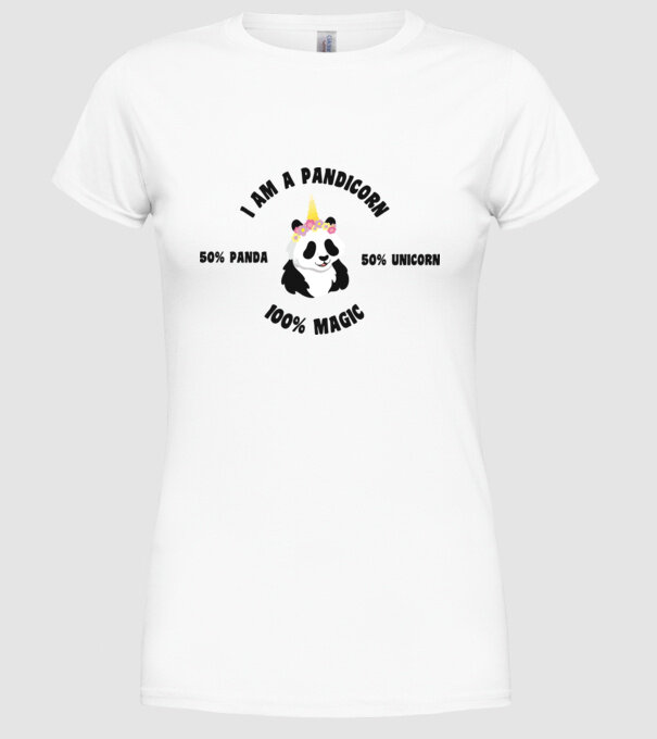 Pandicorn model alb pe tricou