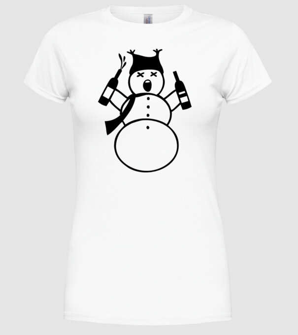Om de zăpadă beat model alb pe tricou
