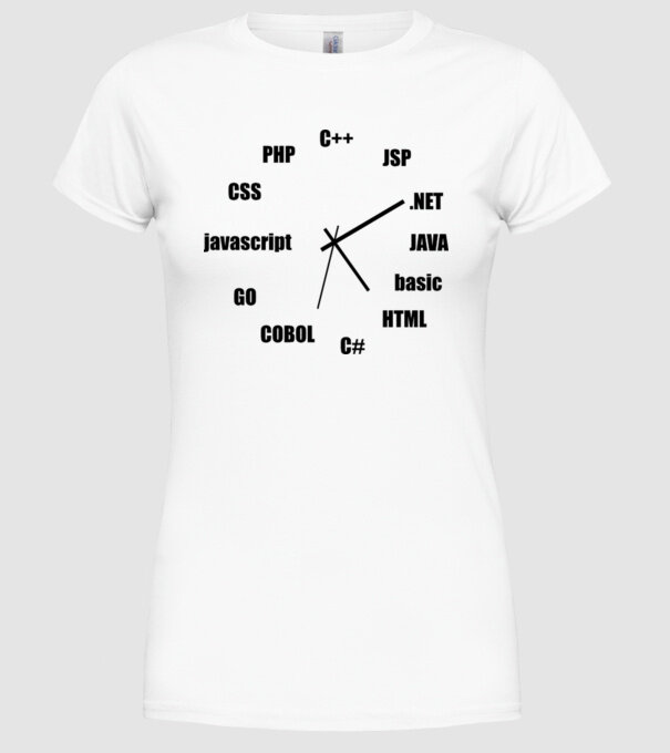 Programmer clock model alb pe tricou