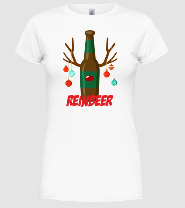 Bere REINBEER model alb pe tricou