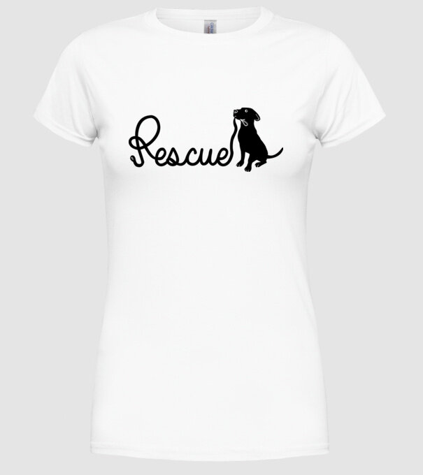Rescue dog model alb pe tricou