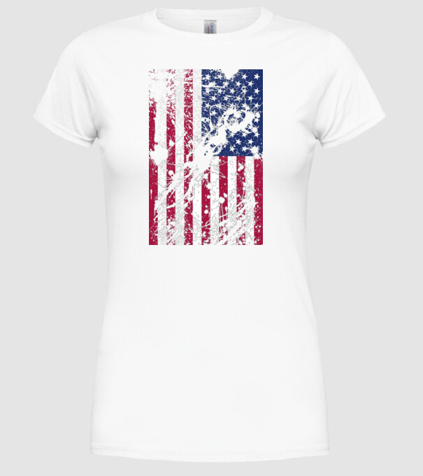 ripped flag U.S. model alb pe tricou