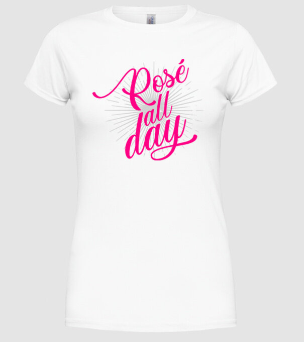 Rosé all day model alb pe tricou