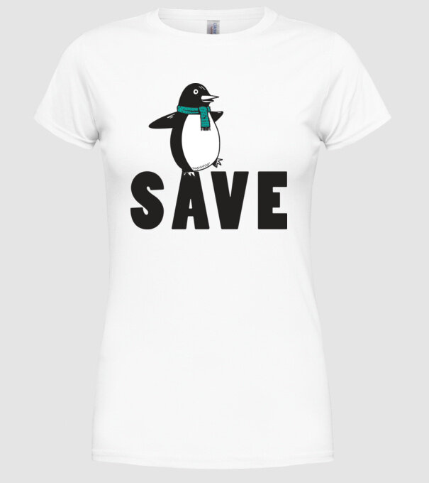 Save penguin model alb pe tricou