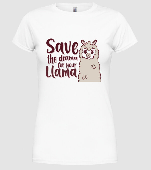Save the drama from the llama model alb pe tricou