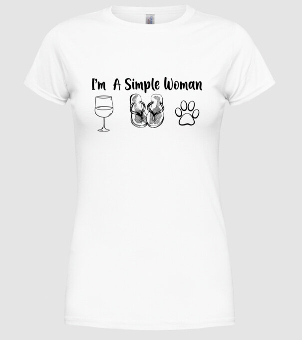 Simple doggy woman model alb pe tricou