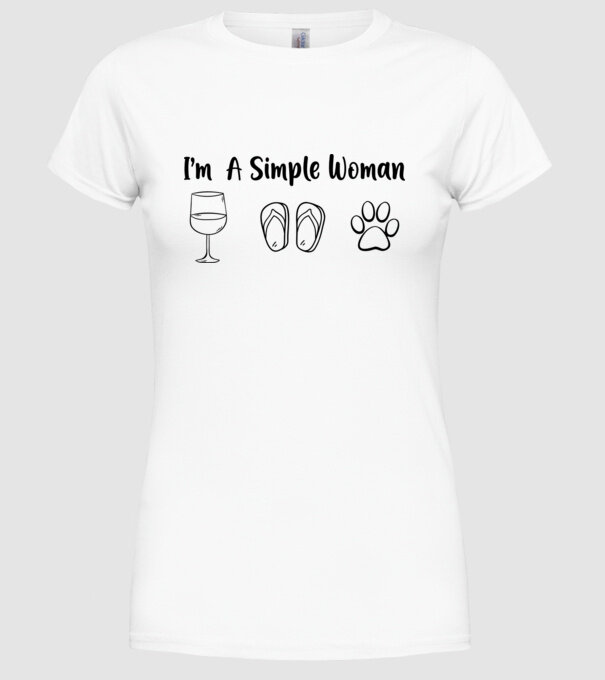 Simple doggy woman model alb pe tricou