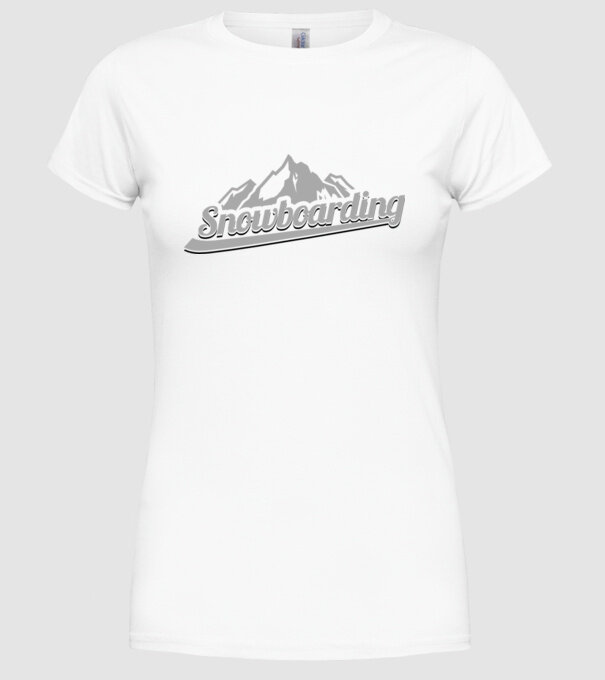 Snowboarding model alb pe tricou